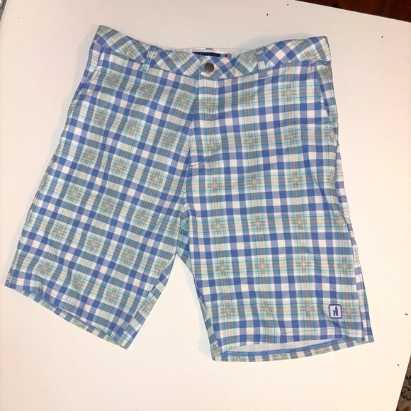 Johnnie-O Men's Performance Plaid Shorts - size 34 - Picture 1 of 10